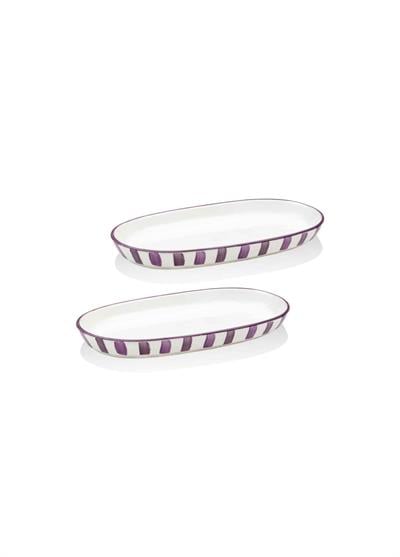 The Mia Joy Oval Servis 2li Set Mor 11x21x3 cm