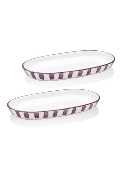 The Mia Joy Oval Servis Tabağı 2li Set Mor 29 cm