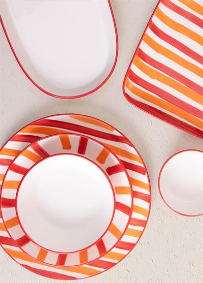 The Mia Joy Oval Servis 2li Set Kırmızı 17x30x4 cm