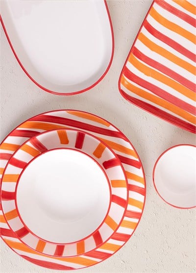 The Mia Joy Oval Servis Tabağı 2li Set Kırmızı 29 cm