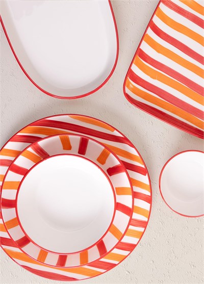 The Mia Joy Oval Servis Tabağı 2li Set Kırmızı 17x30x4 cm
