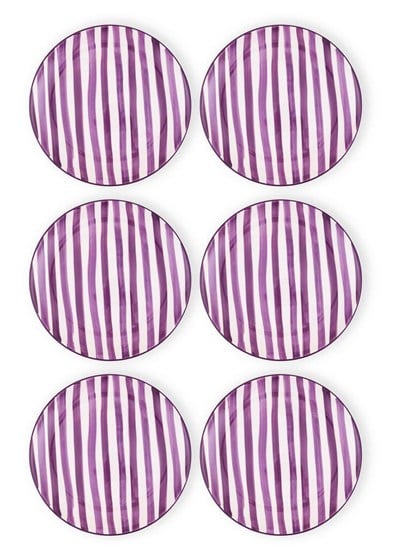 The Mia Joy Servis Tabağı 6lı Set Mor 26 cm