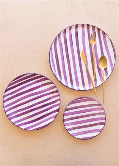 The Mia Joy Servis Tabağı 6lı Set Mor 26 cm