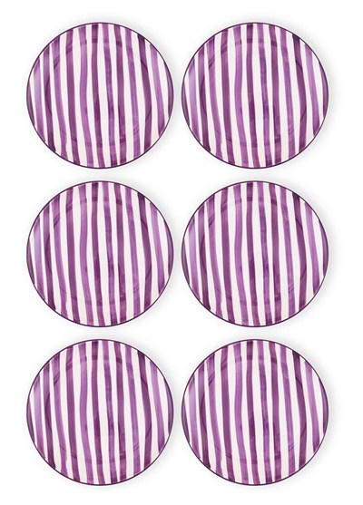 The Mia Joy Servis Tabağı 6lı Set Mor 26 cm