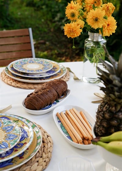 The Mia Limoncello Oval Servis Tabağı 2li Set Gri 29 cm