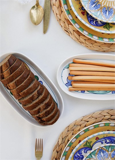 The Mia Limoncello Oval Servis Tabağı 2li Set Gri 23 cm
