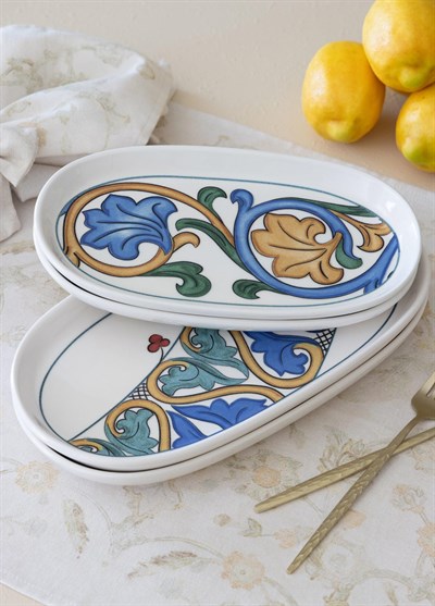 The Mia Limoncello Oval Servis Tabağı 2li Set Gri 29 cm