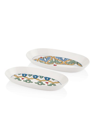 The Mia Limoncello Oval Servis Tabağı 2li Set Gri 29 cm