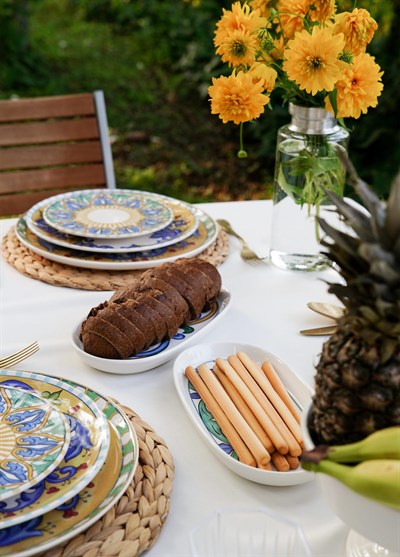 The Mia Limoncello Oval Servis Tabağı 2li Set Gri 29 cm