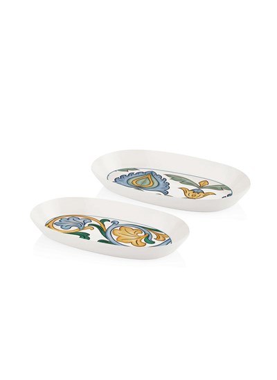 The Mia Limoncello Oval Servis Tabağı 2li Set Gri 23 cm