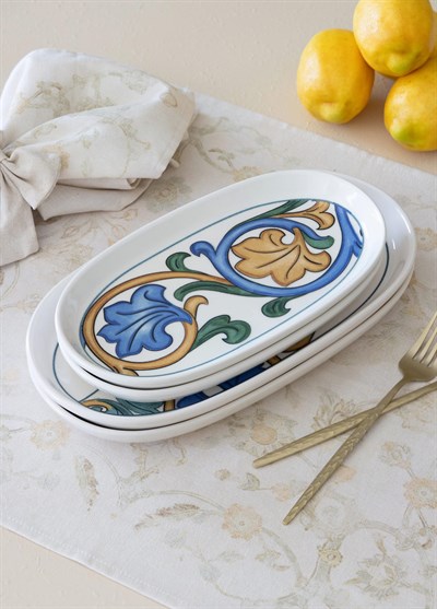 The Mia Limoncello Oval Servis Tabağı 2li Set Gri 29 cm