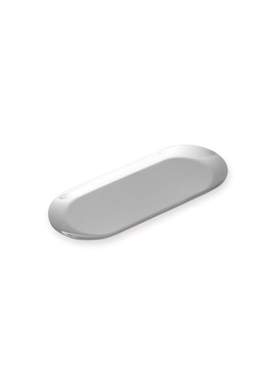 The Mia Linea Oval Çelik Servis Tabağı Gümüş 18 x 8 Cm
