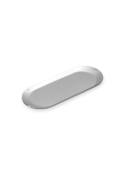 The Mia Linea Oval Çelik Servis Tabağı Gümüş 18 x 8 Cm