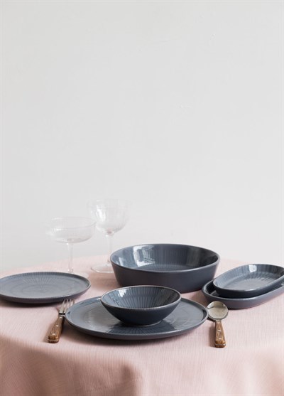 The Mia Noon Oval Servis Tabağı 2li Gri 29 cm