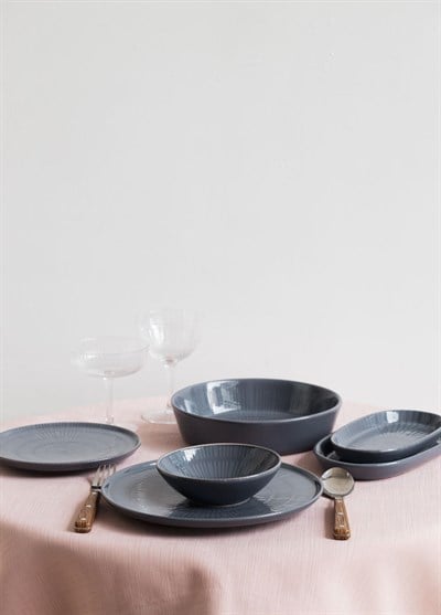The Mia Noon Oval Servis Tabağı 2li Gri 29 cm