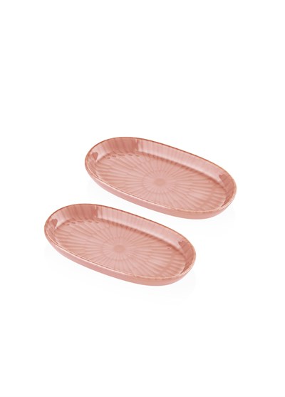 The Mia Noon Oval Servis Tabağı 2li Somon 17 cm
