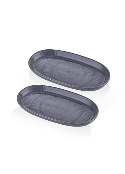 The Mia Noon Oval Servis Tabağı 2li Gri 26 cm