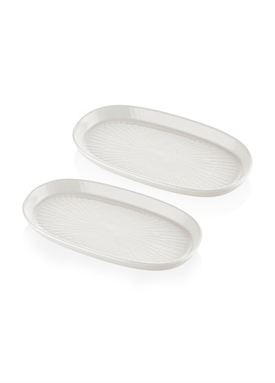 The Mia Noon Oval Servis Tabağı 2li Krem 26 cm