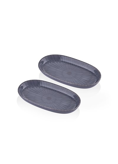 The Mia Noon Oval Servis Tabağı 2li Set Gri 17 cm
