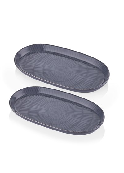 The Mia Noon Oval Servis Tabağı 2li Set Gri 29 cm