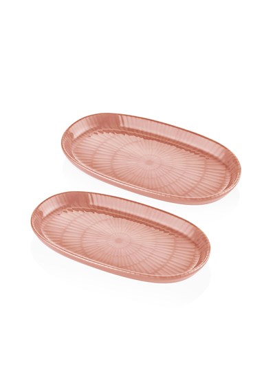 The Mia Noon Oval Servis Tabağı 2li Somon 26 cm