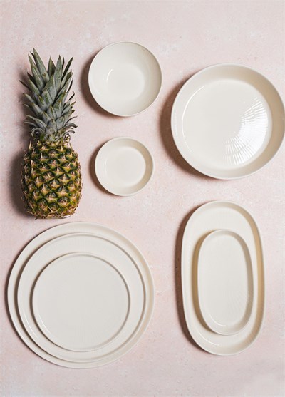 The Mia Noon Oval Servis Tabağı 2li Set Krem 29 cm