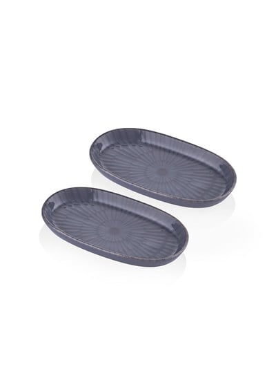 The Mia Noon Oval Servis Tabağı 2li Set Gri 17 cm