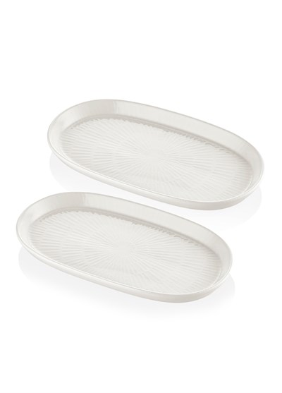 The Mia Noon Oval Servis Tabağı 2li Set Krem 29 cm