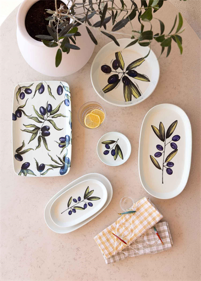 The Mia Olivos Ayaklı Meyvelik 23x14 cm