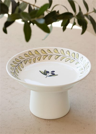 The Mia Olivos Ayaklı Servis Tabağı 20x10 cm