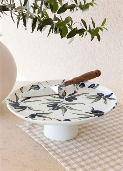 The Mia Olivos Ayaklı Servis Tabağı 30x10 cm OVS0010