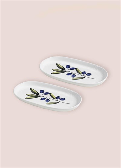The Mia Olivos Oval Servis Tabağı 2li 23 cm