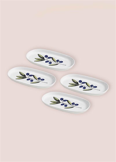 The Mia Olivos Oval Servis Tabağı 4lü 17 cm