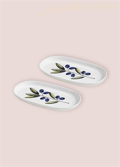 The Mia Olivos Oval Servis Tabağı 2li Set 23 cm