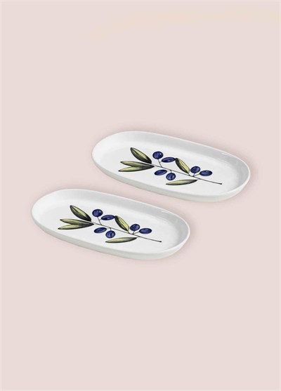 The Mia Olivos Oval Servis Tabağı 2li Set 23 cm