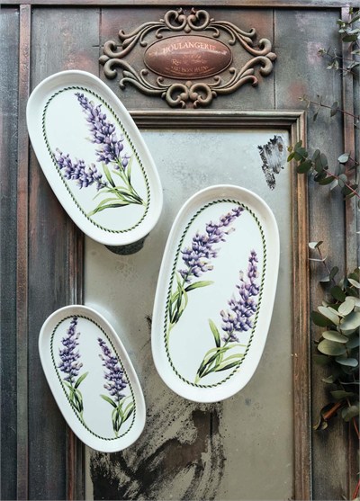 The Mia Provence Lavanta Oval Servis Tabağı 2li Set 29 cm