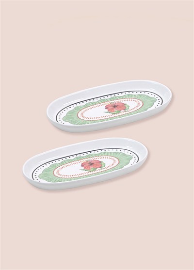 The Mia Spring Oval Servis Tabağı 2li Set 23 cm
