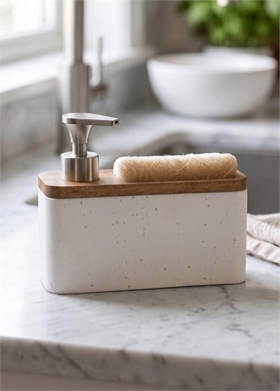 The Mia Travertine Süngerli Sıvı Sabunluk Beyaz 420 ml