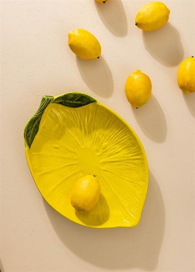 The Mia Artigiano Oval Sunum Tabağı Sarı 39 cm
