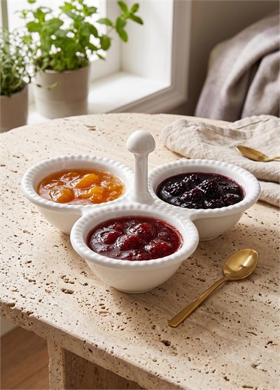 The Mia Grande Servis Tabağı Bölmeli Beyaz 24 cm