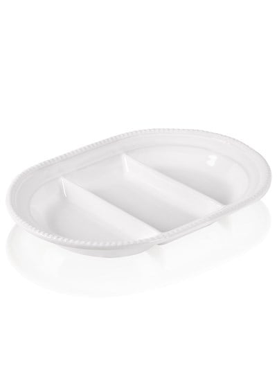 The Mia Grande Servis Tabağı 3 Bölmeli Beyaz 42 cm