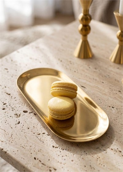 The Mia Linea Oval Çelik Servis Tabağı Gold 26 x 11 Cm