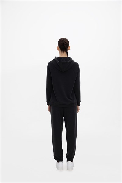 Oma Kapşonlu Cepli Sweat Jet Black L