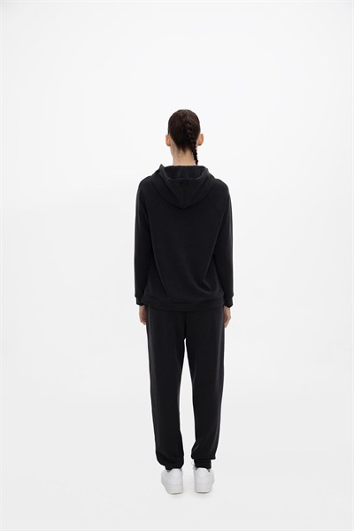 Oma Kapşonlu Cepli Sweat Jet Black M