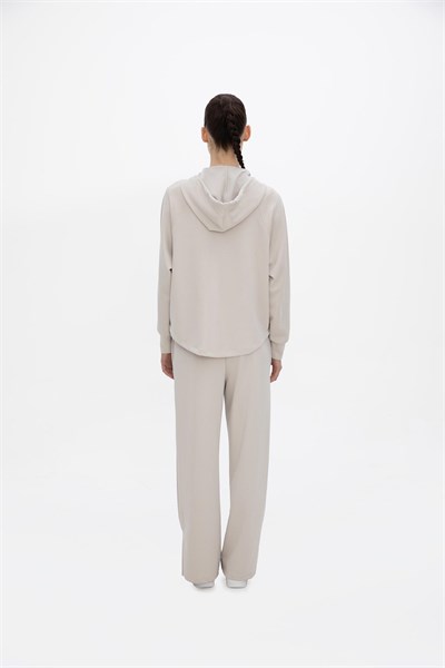 Oma Kapşonlu Fermuarlı Sweat Cloud Dancer L