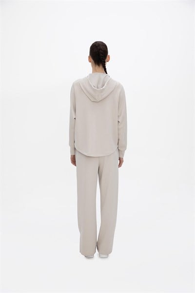 Oma Kapşonlu Fermuarlı Sweat Cloud Dancer L