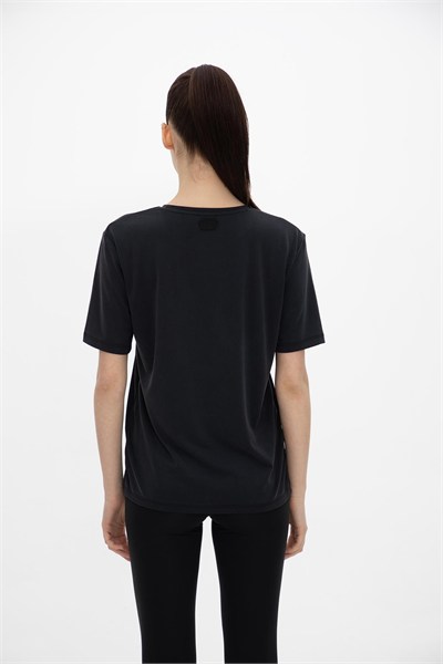 Oma Uzun Düz Dikiş T Shirt Jet Black M