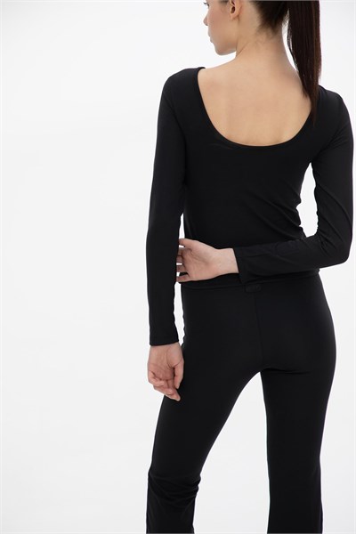 Oma Uzun Kollu Crop Jet Black M