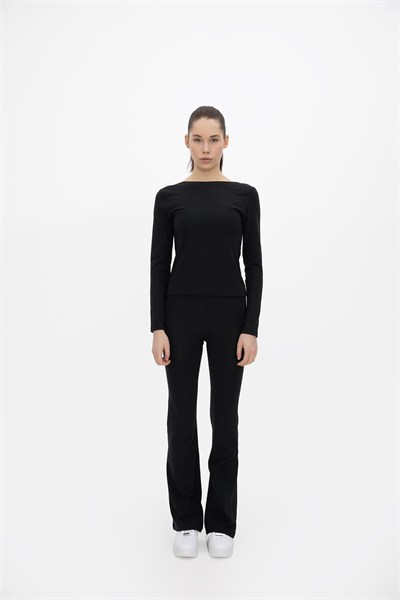 Oma Uzun Kollu Crop Jet Black L