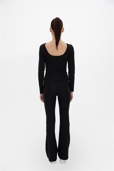 Oma Uzun Kollu Crop Jet Black L